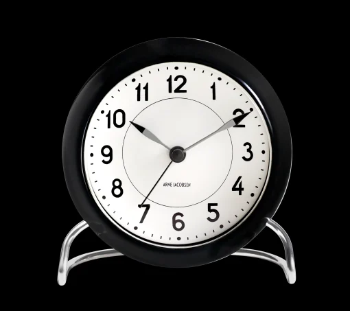 Arne Jacobsen Clocks Station Bordur Ø11 cm hvit/sort