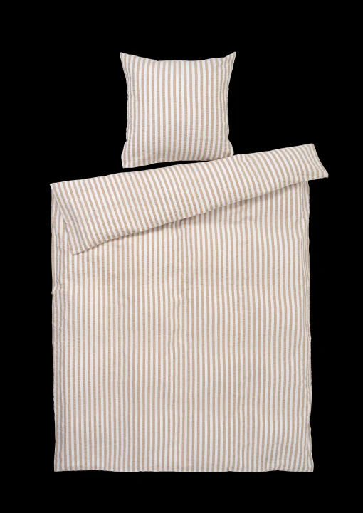 JUNA Bæk&Bølge Lines Sengetøy 140x200 cm sand/hvit NO