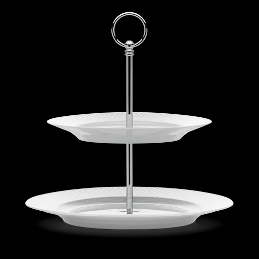 Lyngby Porcelæn Rhombe Etasjefat Ø27 cm hvit