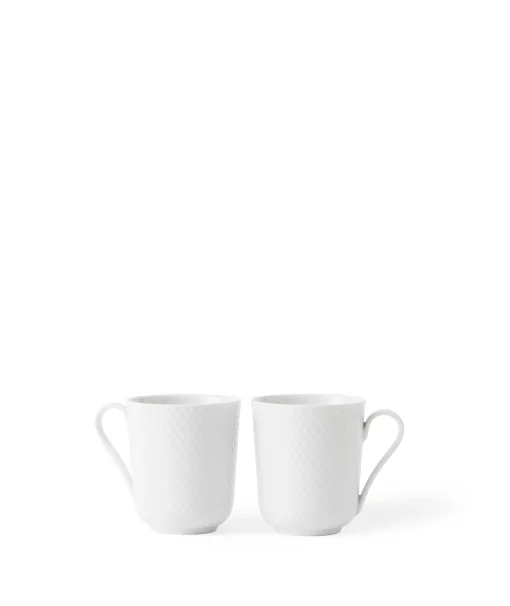 Lyngby Porcelæn Rhombe Kopp med hank 33 cl hvit 2 stk.
