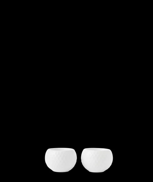 Lyngby Porcelæn Rhombe Telyslykt Ø6.5 cm hvit 2 stk.